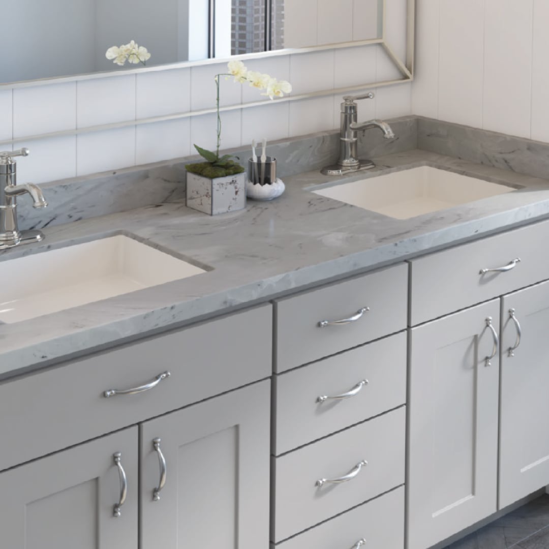 bathroom vanity with two sinks