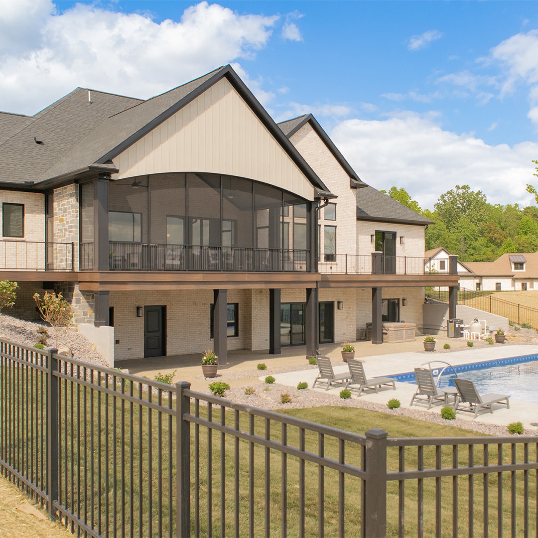 screen porch on large backyard deck