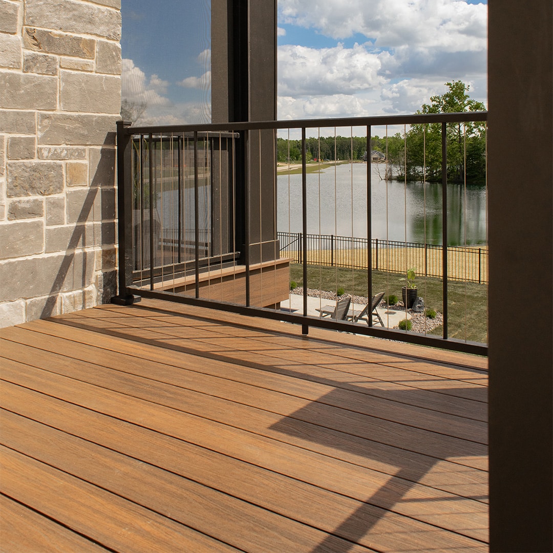 composite wood deck with brown planks