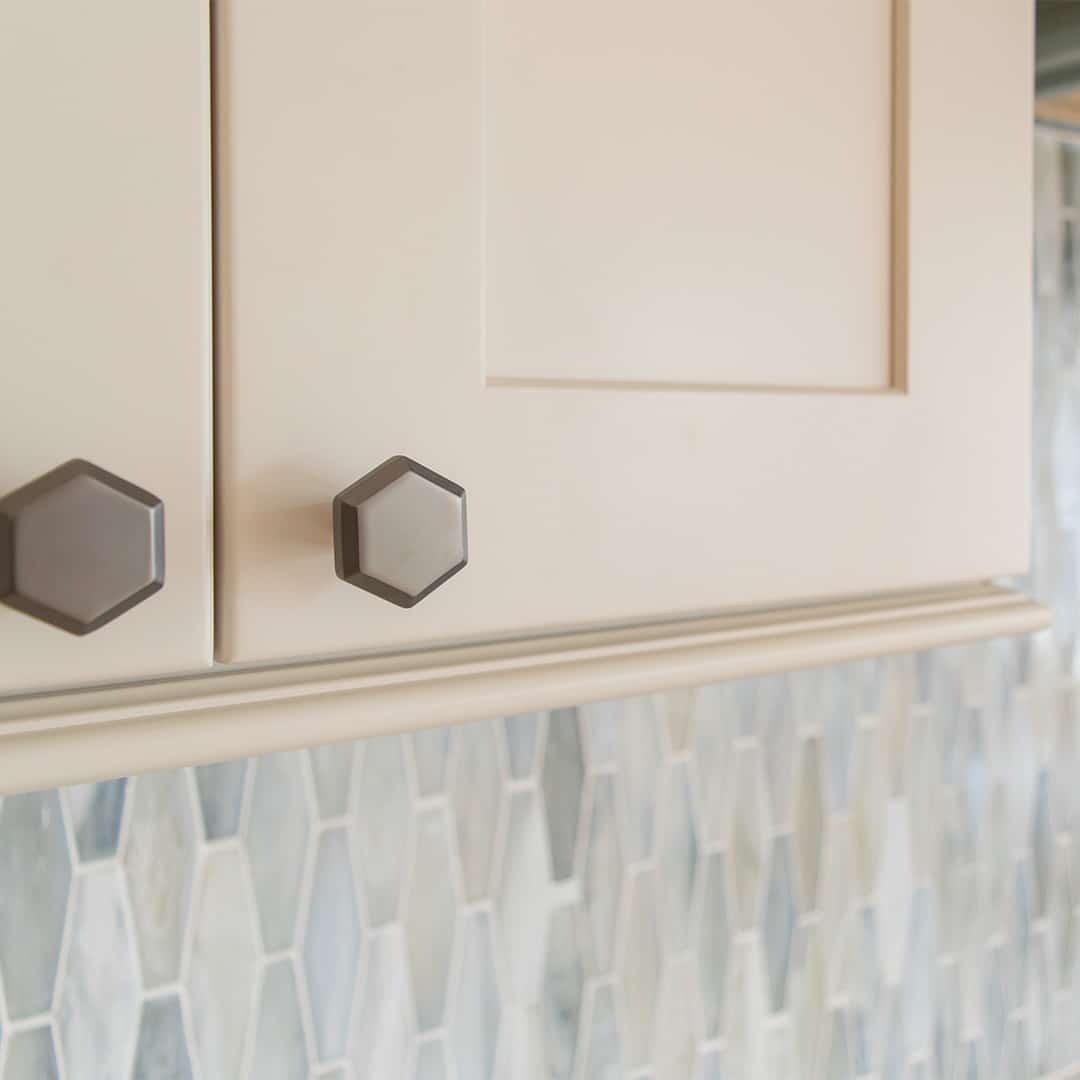 hexagon shaped pulls on kitchen cabinet