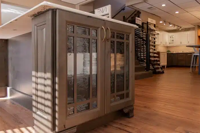 double door cabinet on kitchen island