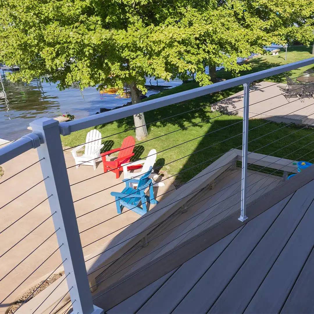 white cable railing on balcony deck