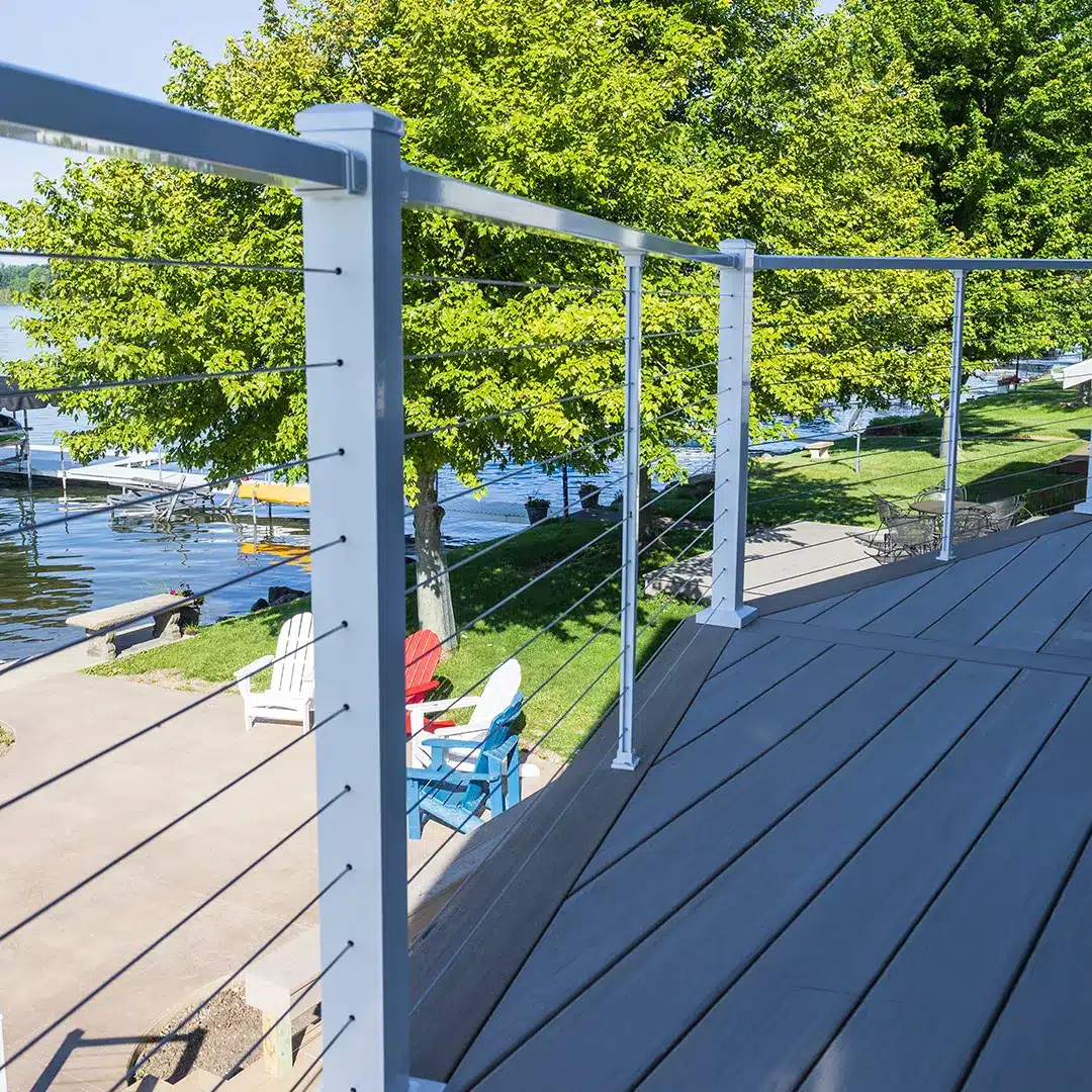 cable railing standing along edge of residential balcony