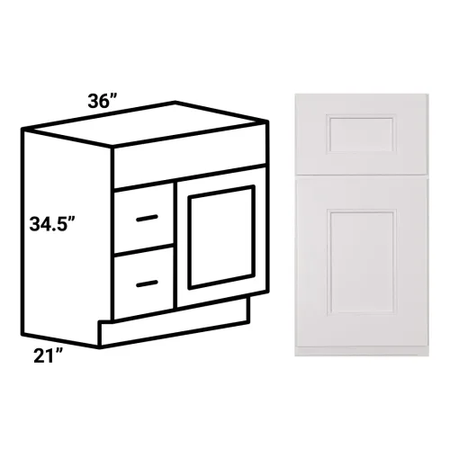 illustration of bathroom vanity with two drawers and one door