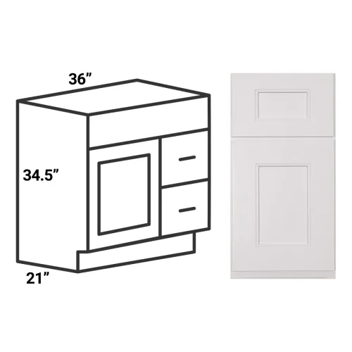 illustration of bathroom vanity with two drawers and one door