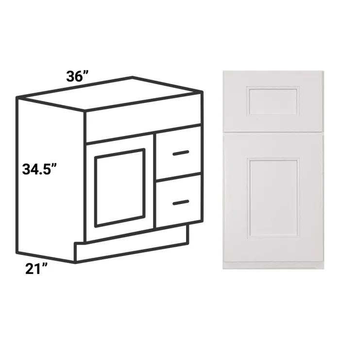 illustration of bathroom vanity with two drawers and one door