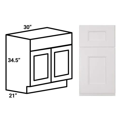 illustration of bathroom vanity with two butt doors