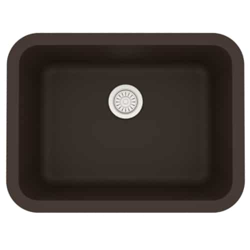 brown rectangular sink bowl with rounded corners