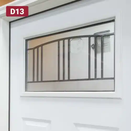 decorative glass window on steel entry door