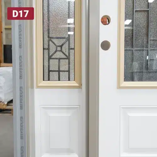 wrought iron design in decorative door glass