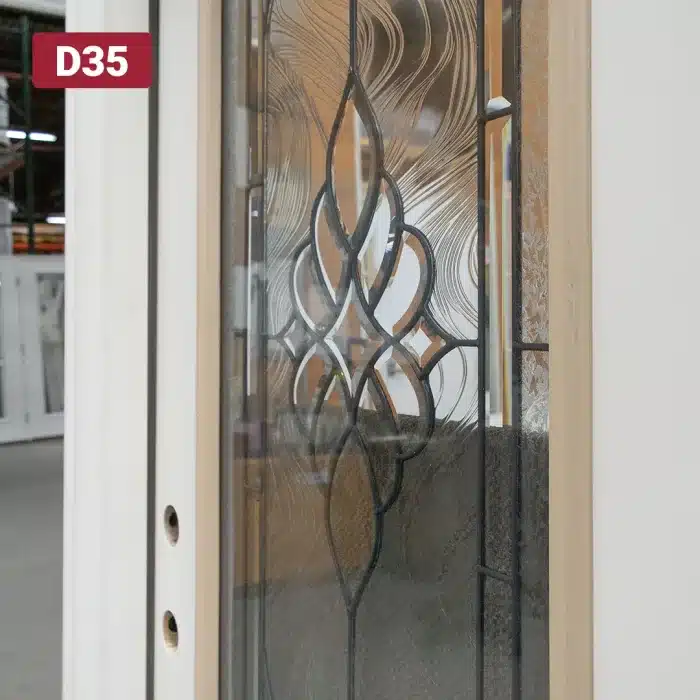 decorative privacy glass on entry door