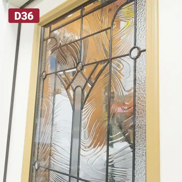 caming in decorative privacy glass on entry door