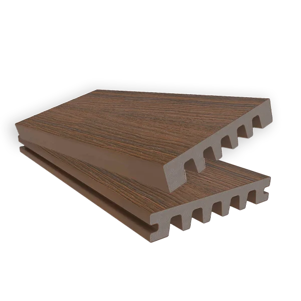 two planks of newtechwood crowned board profiles