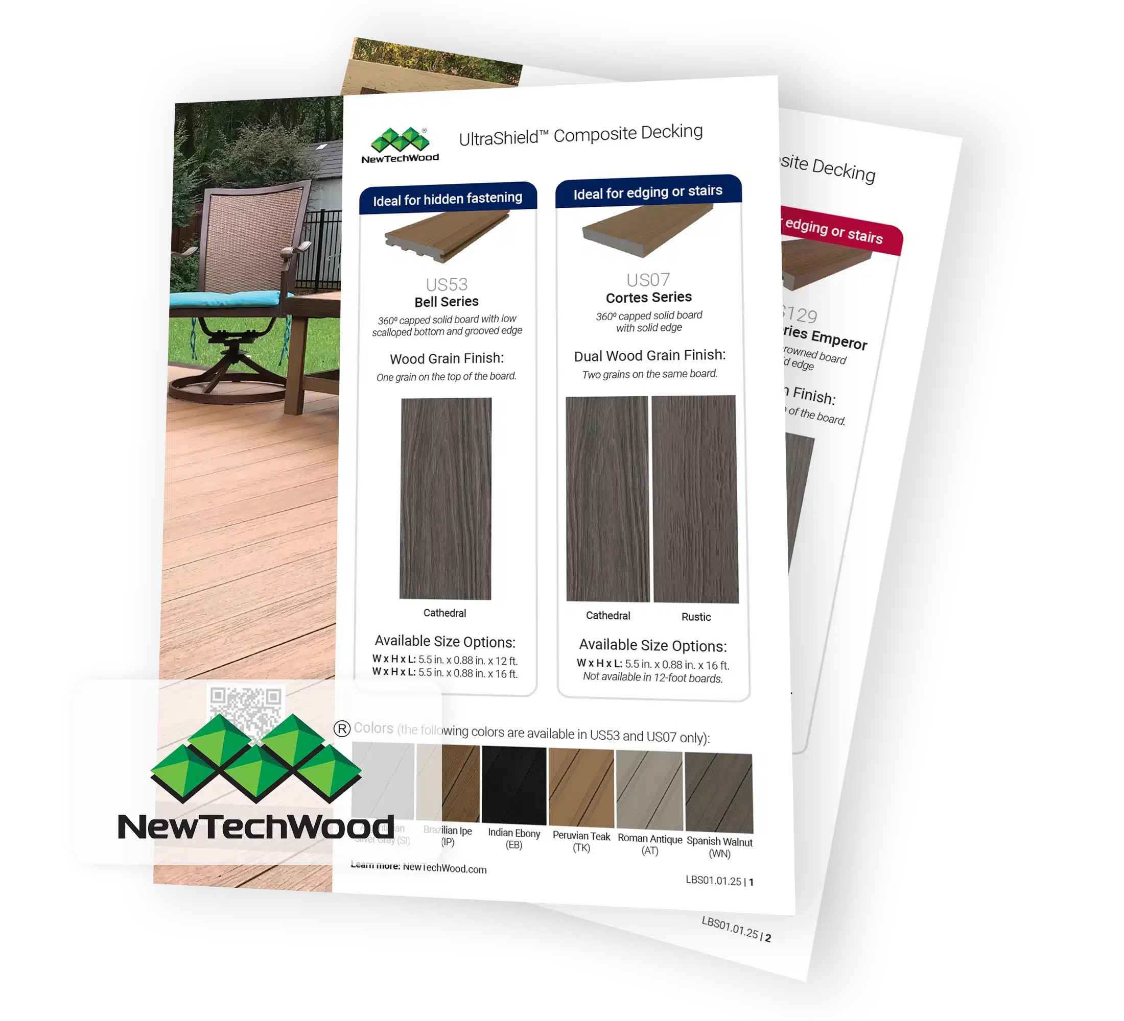 paper flyers showing newtechwood ultrashield decking