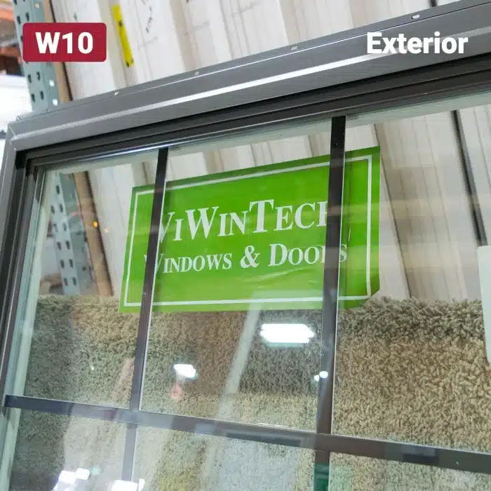 green viwintech manufacturer sticker on glass window pane