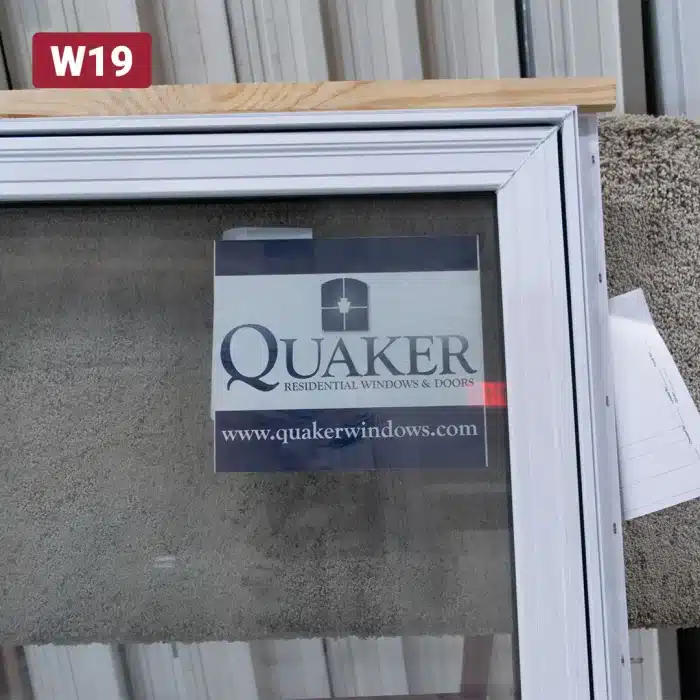 quaker manufacturer sticker on window glass pane