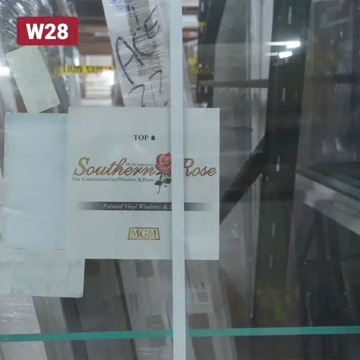 southern rose brand label on window glass pane