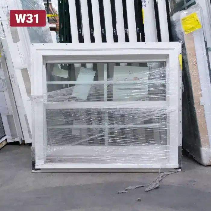 short double hung white vinyl window