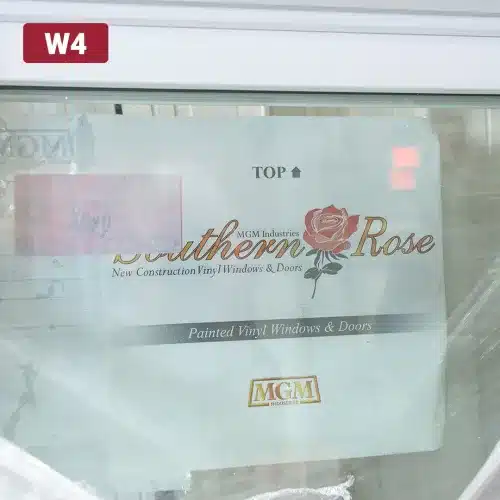 southern rose brand label on window glass pane