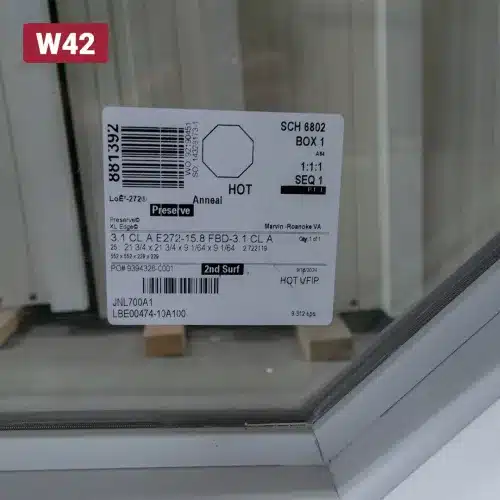 manufacturer specification sticker on window