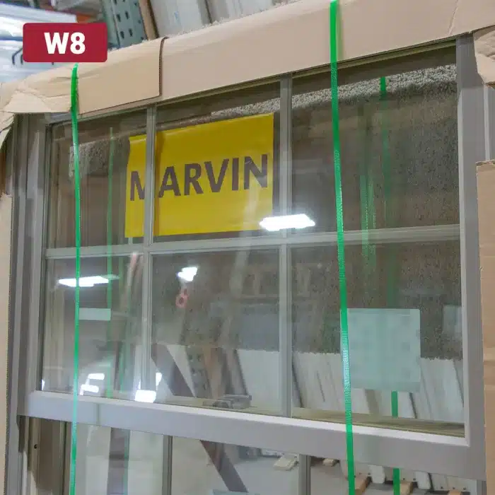 marvin manufacturer sticker on glass window pane