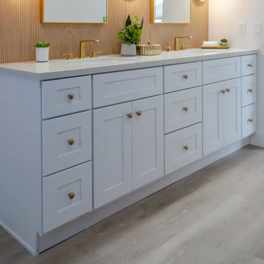 white shaker style bathroom vanity