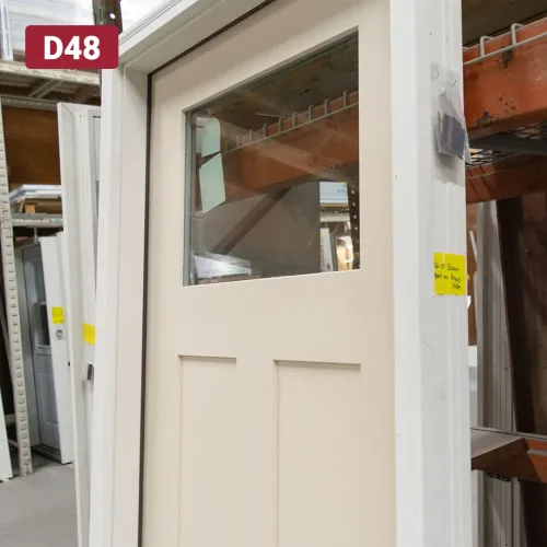clear glass window on craftsman style door
